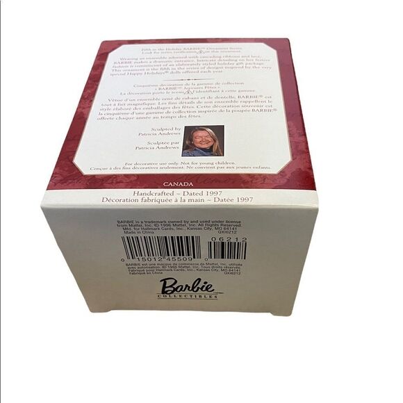 New In Box Hallmark Keepsake Holiday BARBIE 1997 Christmas Ornament - Picture 7 of 7